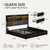 BRELTAM Queen Bed Frame with 6 Storage Drawers, Linen Upholstered Headboard, Built-in USB Charging Station & LED Lighting