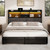BRELTAM Queen Bed Frame with 6 Storage Drawers, Linen Upholstered Headboard, Built-in USB Charging Station & LED Lighting