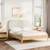 KISLOT Wood Bed Frame with USB & Type-C Charging, Boucle Platform Bed with Upholstered Headboard Mattress Foundation