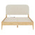 KISLOT Wood Bed Frame with USB & Type-C Charging, Boucle Platform Bed with Upholstered Headboard Mattress Foundation