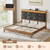 EnHomee King Size Bed Frame, Upholstered Storage Headboard with Charging Station & LED, Wooden Bed Frame