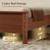 King Size Bed Frame with Tall Headboard, Mid Century Modern Wood Platform Bed with Charging Ports and LED Lights, Solid Wood Slat Support