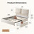 ModernMate Queen Bed Frame with 4 Storage Drawers, Upholstered Bed Frame with Adjustable Headboard, Dual Cushions Design