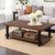 Alaterre Furniture Pomona Living Room 48 Inch Rectangular Solid Wood Coffee Table with Storage Shelf & Metal Legs