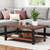 Alaterre Furniture Pomona Living Room 48 Inch Rectangular Solid Wood Coffee Table with Storage Shelf & Metal Legs
