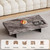 51.18" Rectangle Marble Coffee Table - Modern Gray Sintered Stone Top with Black Metal Base, Large Living Room
