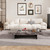 51.18" Rectangle Marble Coffee Table - Modern Gray Sintered Stone Top with Black Metal Base, Large Living Room