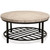 BOWERY HILL Contemporary Round Stone Top Coffee Table in Alabaster Travertine for Living Room, 36" D x 36" W x 18" H