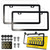 Aootf License Plate Frames Covers - Stainless Steel Black Car Tag Holder and Clear Flat Shield, Unbreakable Front Rear Protector with Screws Caps, 2 Sets