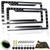 RCKJNJ American Flag License Plate Frames- Heavy Duty Aluminum-Plastic Composite Patriotic Car Tag Holder with Mounting Hardware & Screws Caps (Black)，2 Pack for Front Rear