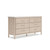 Bohemian Dresser with Post Legs and 6 Drawers, Replicated Marble Top, Wood, 35" High, White and Light Brown Finish