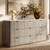 ModernMate 9 Drawer Dresser for Bedroom, 63" Wide Dresser with Faux Travertine Texture Top & Smooth Glide Drawers