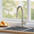 Kitchen Faucet with Pull Down Sprayer, Brushed Nickel High Arc Modern Classic Sink Faucet