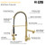 Fapully Single Handle High Arc Brushed Gold Pull Down Kitchen Faucet LED