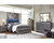 Modern Glam 6 Drawer Dresser with Faceted Chrome Accents, Gray Wood Grain