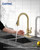 DAYONE Gold Touchless Kitchen Faucet with Soap Dispenser 3-Mode, Brushed Gold
