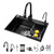 Black Kitchen Sink, Stainless Steel Single Bowl Sink, Drop In/Topmount Workstation