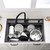 Black Drop In Kitchen Sink Workstation - VOKIM33 x22 Inch Drop In sink Splash Guard Stainless Steel