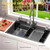 30x18 Black Drop-in Kitchen Sink: Deep Single Bowl Stainless Steel