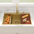 33x22 Inch Drop In Kitchen Sink Gold Ledge Workstation Sink