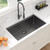 32" x19" Kitchen Sink Ledge Workstation Gunmetal Black 16 Gauge Stainless Steel