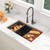 32" x19" Kitchen Sink Ledge Workstation Gunmetal Black 16 Gauge Stainless Steel