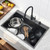 33x22 Inch Black Drop In Kitchen Sink - VAPSINT 33 Inch Top Mount Single Bowl