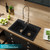 33-inch Drop in/Undermount 50/50 Double Bowl Granite Kitchen Sink in Black