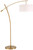 Possini Euro Design Raymond Modern Arc Floor Lamp 69" Tall Warm Gold Metal Adjustable Boom Arm White Linen Drum Shade Decor for Living Room
