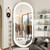 FENNIO 70" x 32" Oval Full Length LED Lighted Full Body Dressing Mirror for Bedroom, Salon, Brushed Aluminum Frame, Tempered Glass