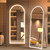 Pertetey 81x34 Inch LED Arched Full Length Mirror with Lights, Black Frame Dimmable & 3 Color Modes