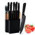 Knife Block Set, 15 Piece Kitchen Knife Set