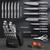 Knife Set, Emojoy 15 Pieces Kitchen Knife Block Set with Built-in Sharpener