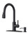 FORIOUS Black Kitchen Faucet with Soap Dispenser and Pull Down Sprayer