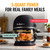 Non Toxic Air Fryer™ Pro | 9-in-1 Glass Air Fryer | Self-Cleaning | 5 Quart | Rotisserie and Tumbler | 400F Vortex For Even Cooking, BPA-Free Teflon Free, Recrisp, Roast, Bake, Black