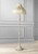 Floor Lamp Standing 60" Tall Antique White Victorian Cream Scallop Fabric Dome Shade with Fringe Cottage Core Decor for Living Room Reading