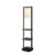 Benjara 74" Floor Lamp with 2 Shelves- Round Lampshade- Black Iron- White