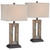 Franklin Iron Works Tahoe Small Rustic Traditional Style Table Lamps 26" High Set of 2 Natural Stale Open Base Rectangular Box Shade for Living Room