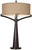 Mid Century Modern Industrial Table Lamps 31.5" Tall Set of 2 Rich Bronze Iron Burlap Fabric Drum Shade for Living Room Bedroom