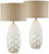 32 3/4" Tall Oval Large Mid Century Modern Coastal End Table Lamps Set of 2 White Ceramic Living Room Bedroom