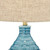 24" High Small Mid Century Modern Coastal Table Lamps Set of 2 Blue Ceramic Linen Shade Living Room Bedroom
