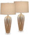28 1/4" Tall Modern End Table Lamps Set of 2 Ivory Handcrafted Brown Ceramic Living Room Bedroom Bedside