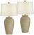 28" Tall Jug Southwest Farmhouse Rustic Modern Table Lamps Set of 2 Sand Toned Ridged Finish Cream Shade Living Room Bedroom