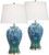 27" Tall Modern Asian Table Lamps Set of 2 Blue-Green Teal Ceramic Living Room Bedroom Bedside
