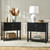 HULALA HOME Farmhouse Storage End Table Set of 2 with 2 Drawers and Open Shelf, Solid Wood Side Table with Spindle Legs