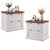 T4TREAM 30" Farmhouse Nightstand Set of 2 with Charging Station, Large End Table with 2 Big Drawers, Wooden Side Table Bedside for Bedroom