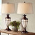 John Timberland Mission Cage Table Lamps 33" Tall Set of 2 with Nightlight Lantern Brushed Iron Brown Beige Fabric Shade for Living Room