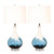 Pemberly Row Table Lamps Set of 2, 28-Inch Blue Tone Glass Base, Linen Hardback Shade, 3-Way Switch, Max 100W Bulb