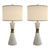 Pemberly Row 30.5" Hourglass Resin & Metal Table Lamps, Matte White Finish with Brushed Gold Band, Linen Shade, 3-Way Switch, Modern Set of 2 for Living Room