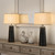 Pemberly Row Contemporary 31" Table Lamps, Brown Resin Base, Set of 2, Handmade Design with Linen Shade, 3-Way Switch for Living Room